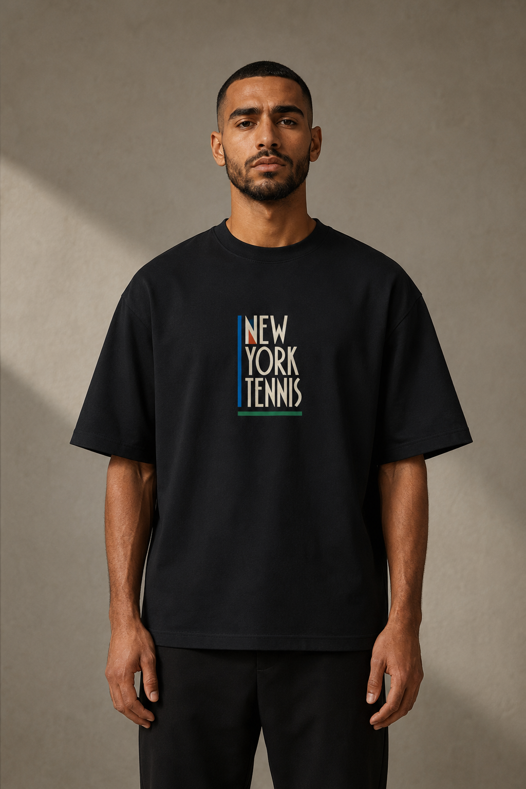 T-shirt New York Tennis Grille verticale 28. design textile unisexe [color:black] [view:front]