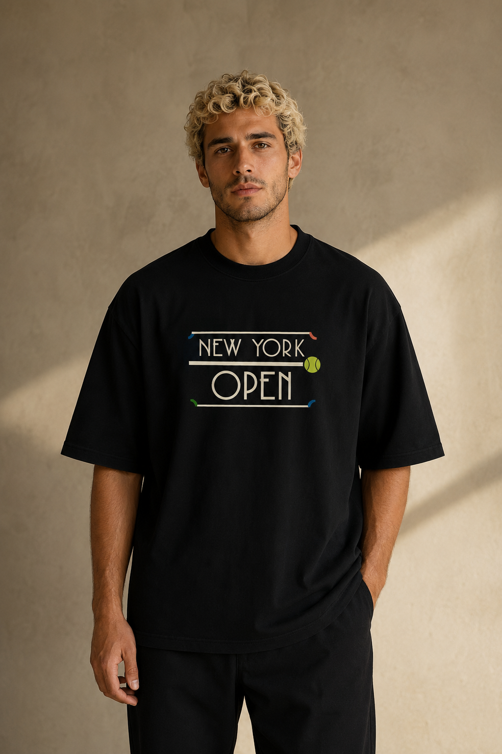 T-shirt New York Tennis Monumental 36. design textile unisexe [color:black] [view:front]