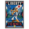Affiche New York Tennis New York Tennis Femme revers Finish, affiche Art déco de tennis new-yorkaise