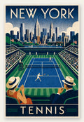 Affiche New York Tennis New York Tennis Stadium Court View, affiche Art déco de tennis new-yorkaise