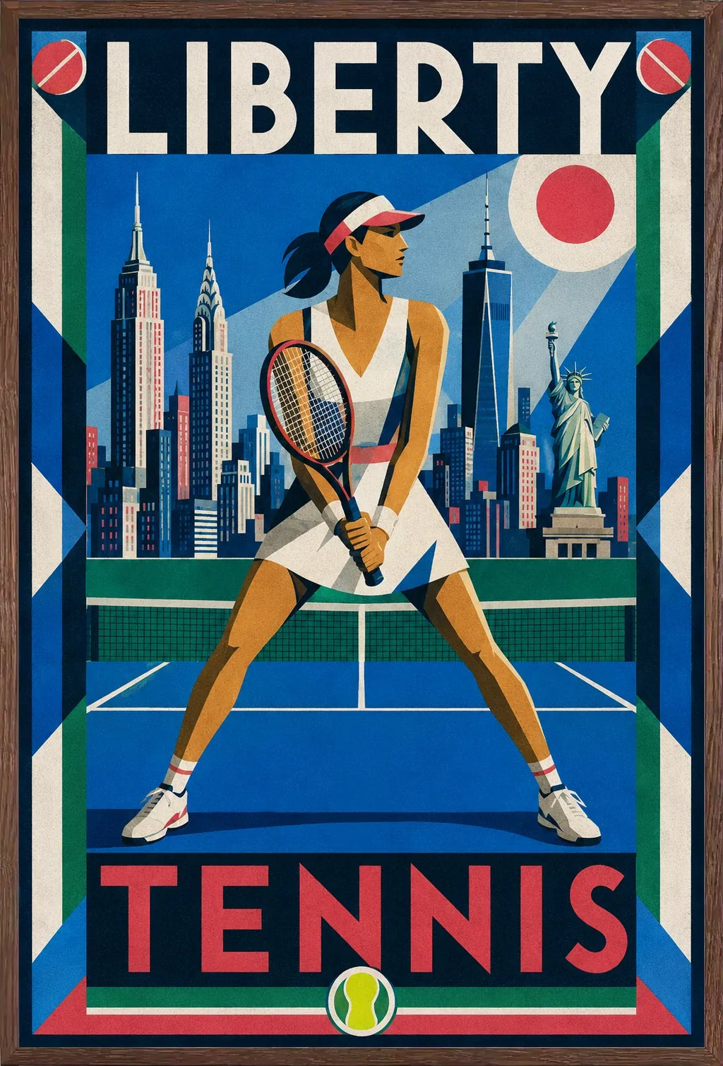 Affiche New York Tennis New York Tennis Femme prêt Pose, affiche Art déco de tennis new-yorkaise