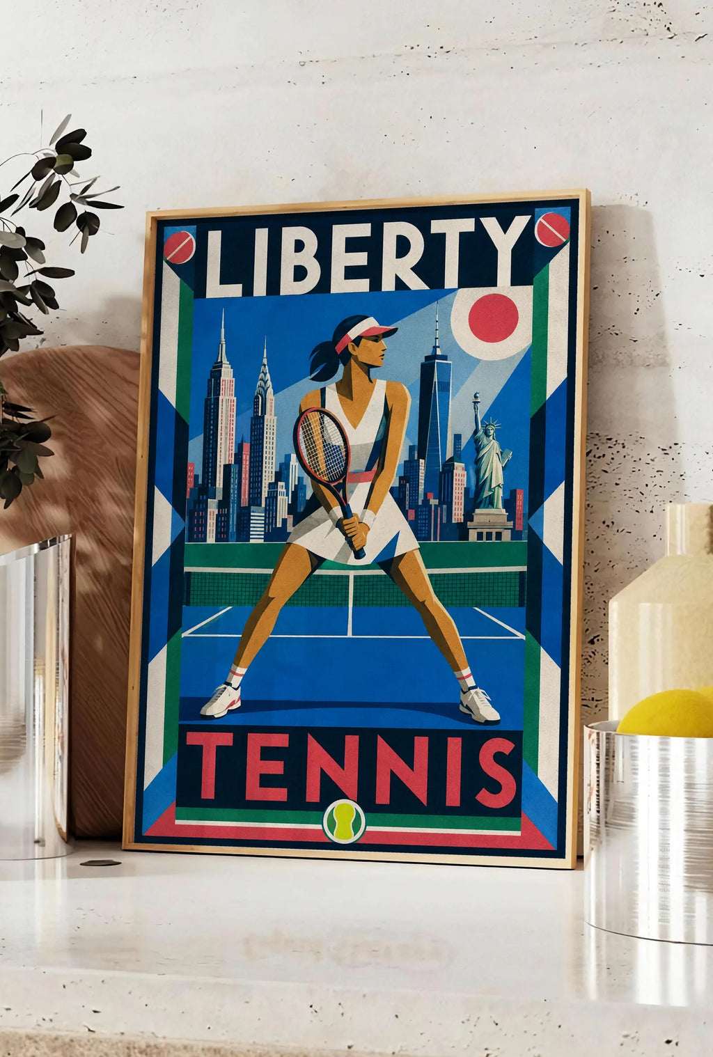 Affiche New York Tennis New York Tennis Femme prêt Pose, affiche Art déco de tennis new-yorkaise