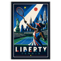 Affiche New York Tennis New York Tennis Femme volée haute, affiche Art déco de tennis new-yorkaise