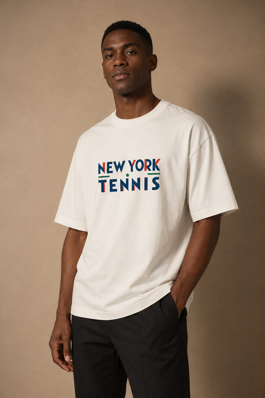T-shirt New York Tennis Monumental 16. design textile unisexe [color:natural] [view:front]