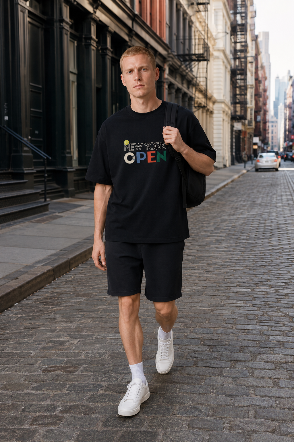 T-shirt New York Tennis Monumental 33. design textile unisexe [color:black] [view:front]