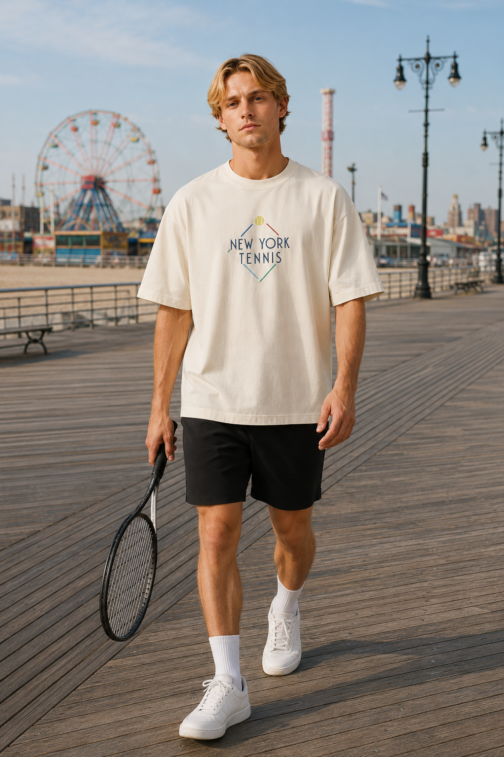 T-shirt New York Tennis Monumental 38. design textile unisexe [color:natural] [view:front]