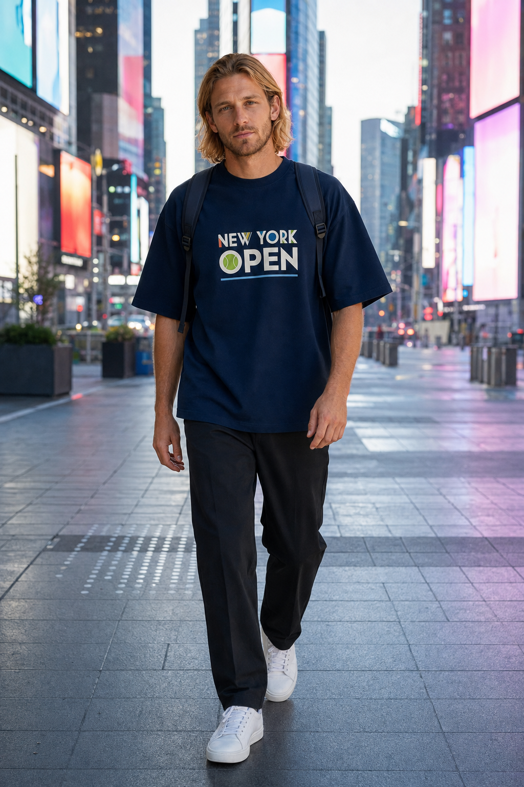 T-shirt New York Tennis Monumental 30. design textile unisexe [color:navy] [view:front]