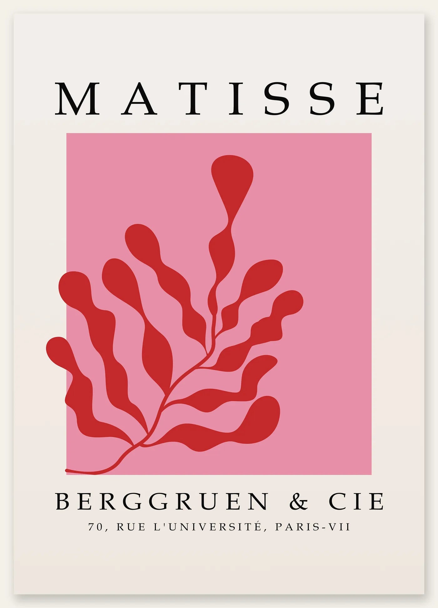 Affiche Algue Rouge sur Rose Papiers Decoupes — Henri Matisse — vue catalogue