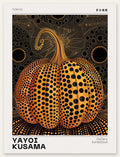 Affiche Citrouille orange à pois Art Japonais, Fond Noir — Yayoi Kusama — vue catalogue
