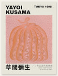 Affiche Citrouille orange à pois Art Japonais, Fond Rose — Yayoi Kusama — vue catalogue