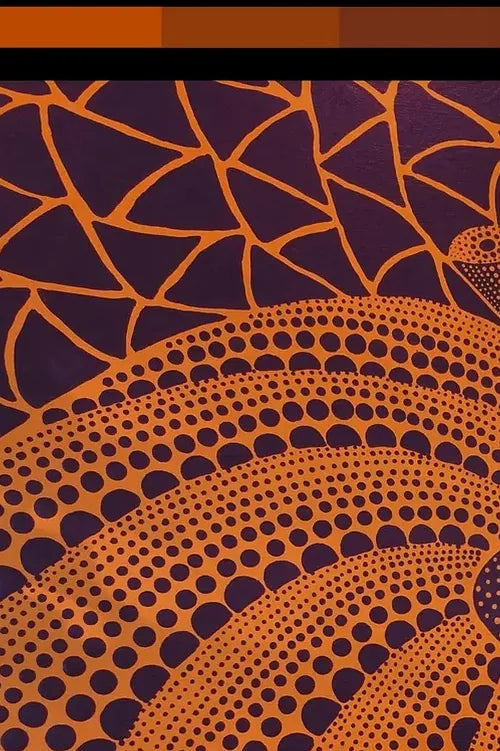 Affiche Citrouille orange à pois Art Japonais, Fond Violet — Yayoi Kusama — détail de l'œuvre