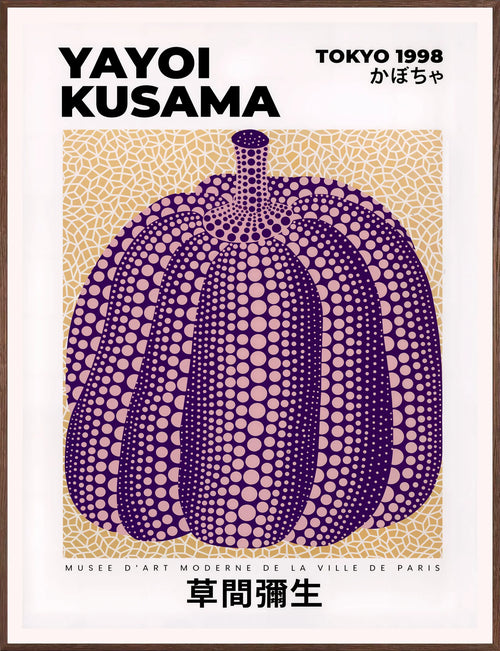 Affiche Citrouille Violette à pois Art Japonais — Yayoi Kusama — encadrement chêne