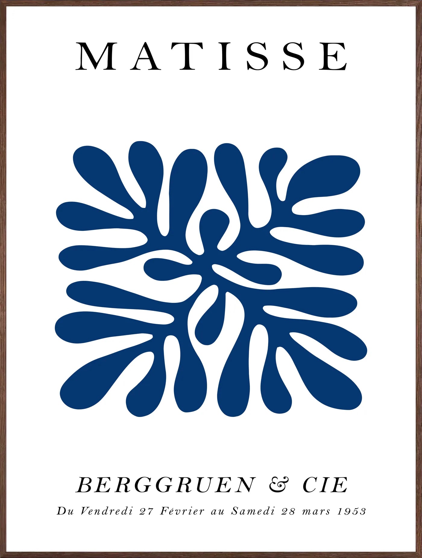 Affiche Corail Bleu Symetrique Papiers Decoupes — Henri Matisse — encadrement chêne