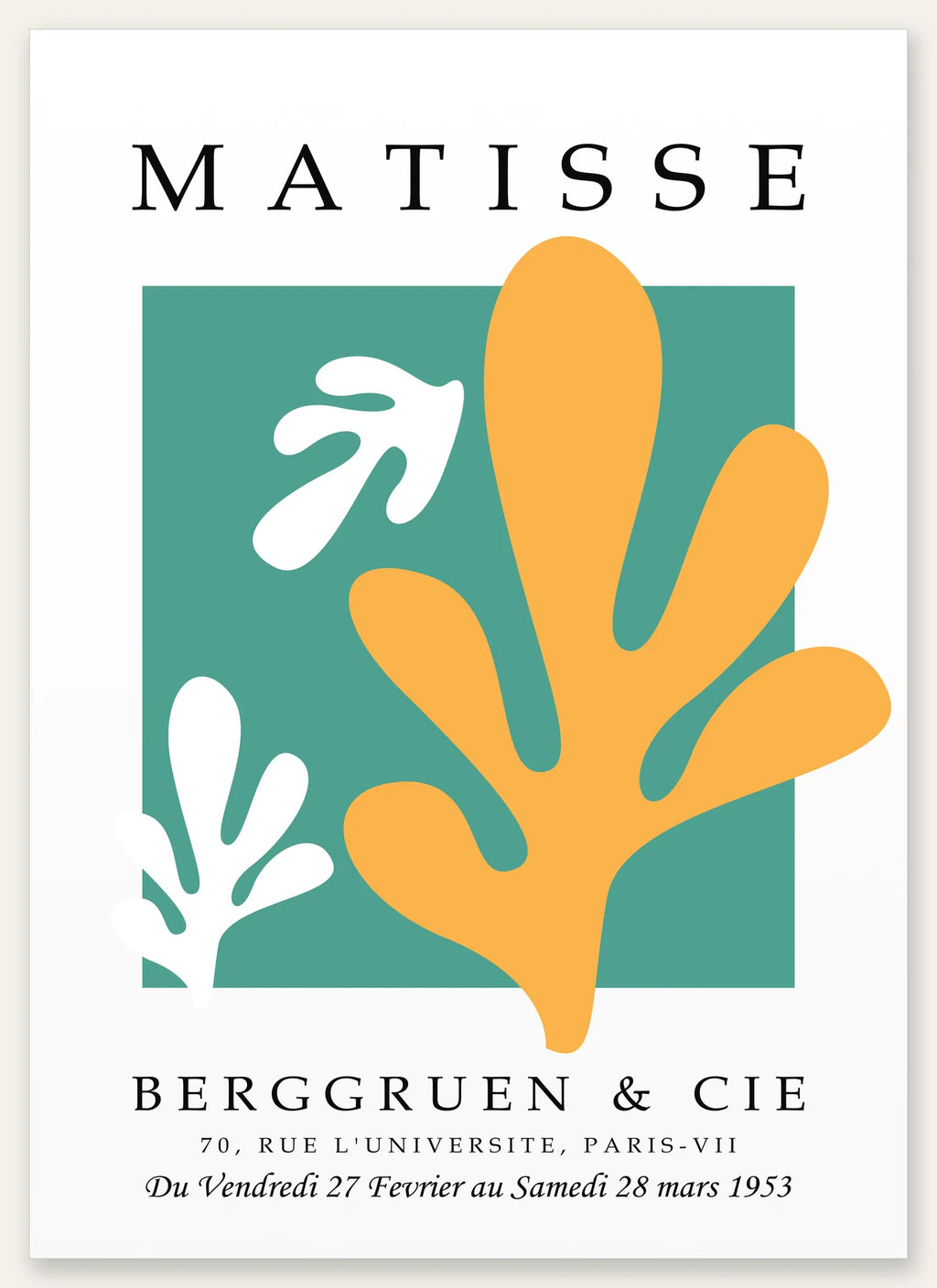 Affiche Corail Jaune sur Vert Papiers Decoupes — Henri Matisse — vue catalogue