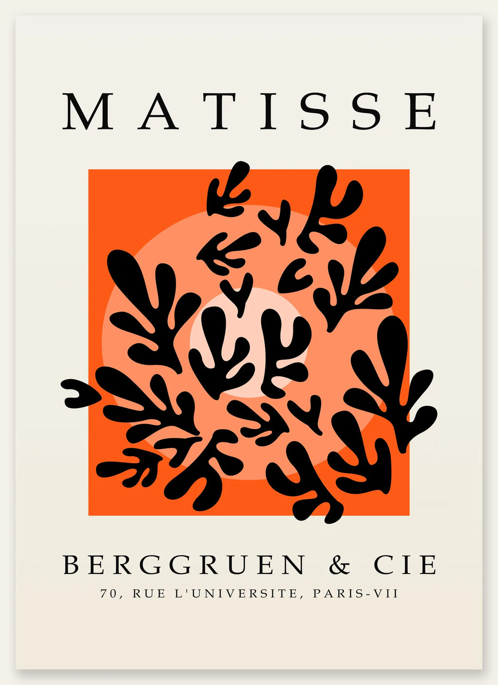 Affiche Corail Noir sur Orange Papiers Decoupes — Henri Matisse — vue catalogue