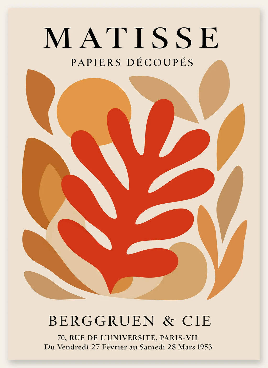 Affiche Corail Rouge Tons Automne Papiers Decoupes — Henri Matisse — vue catalogue