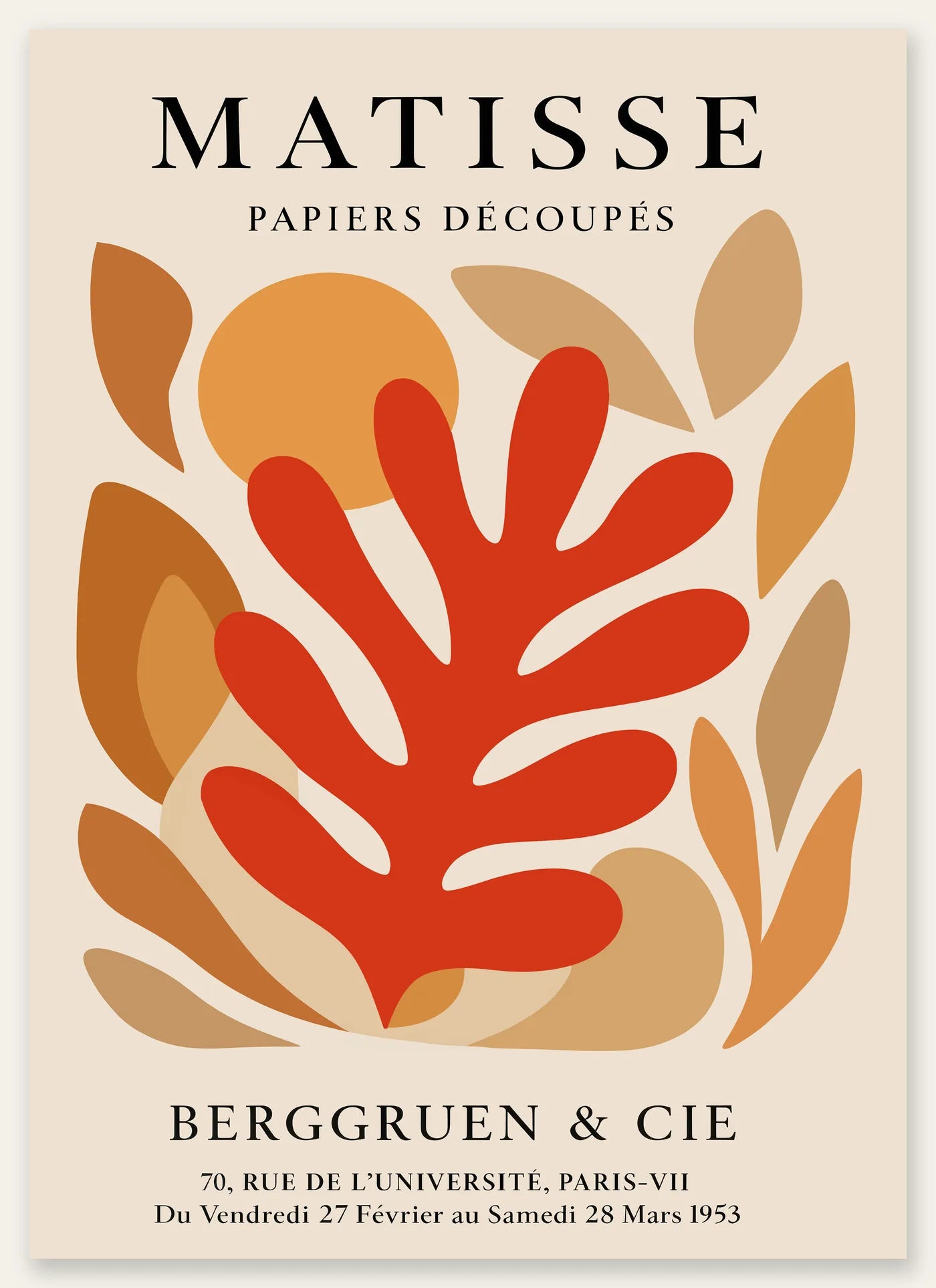 Affiche Corail Rouge Tons Automne Papiers Decoupes — Henri Matisse — vue catalogue