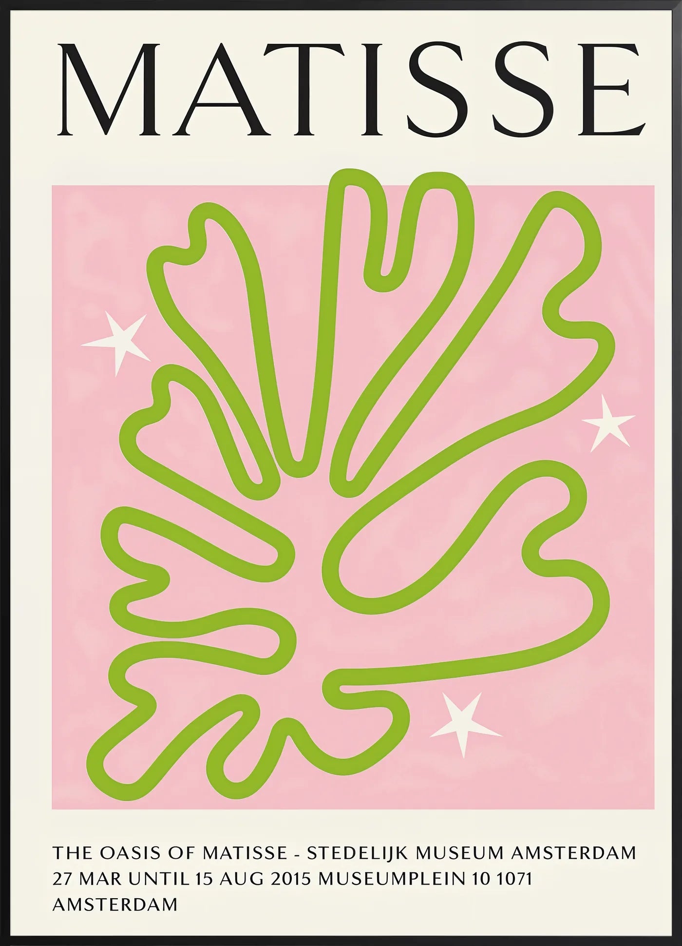 Affiche Corail Vert Oasis Papiers Decoupes — Henri Matisse — encadrement noir