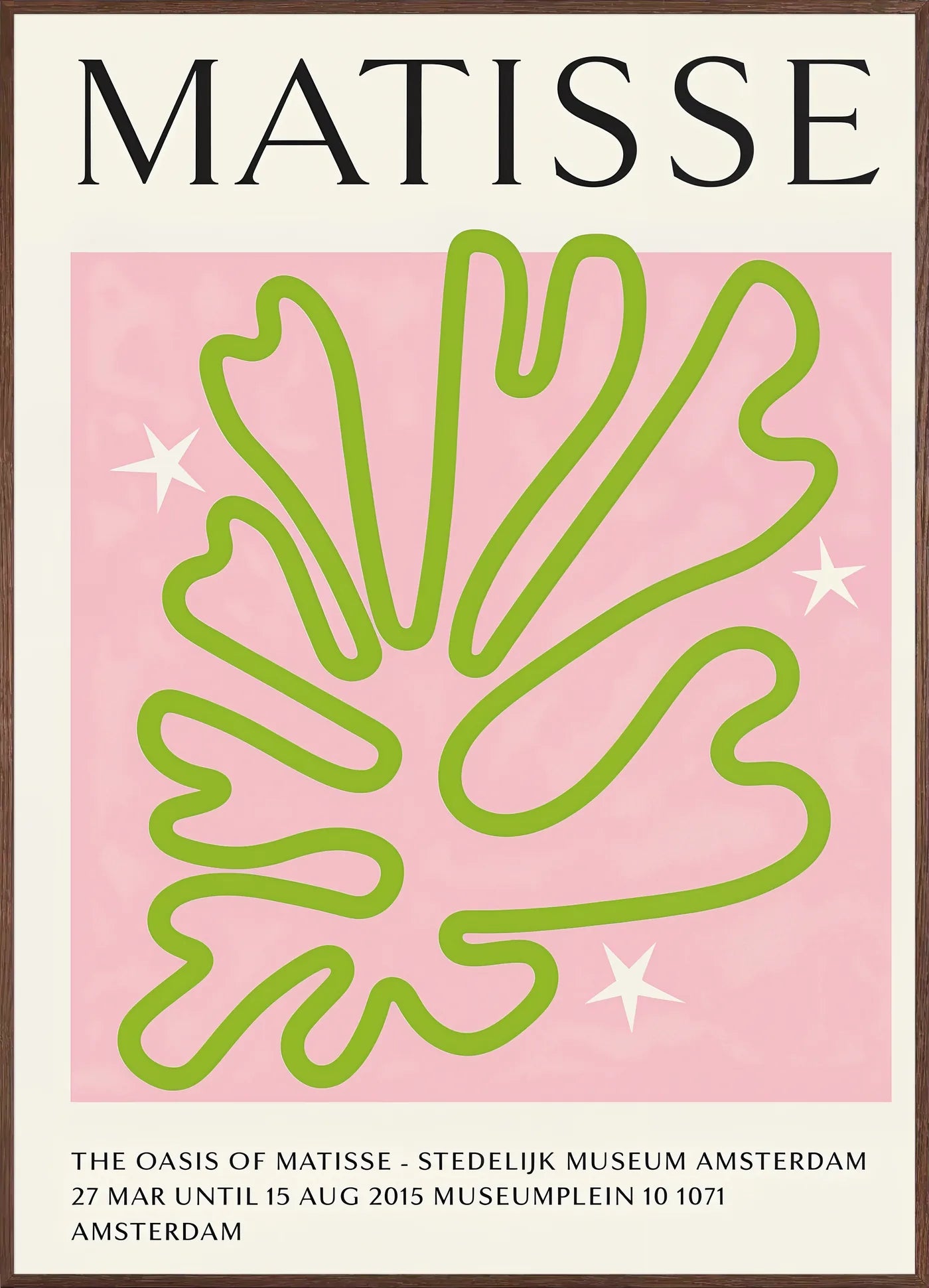 Affiche Corail Vert Oasis Papiers Decoupes — Henri Matisse — encadrement chêne