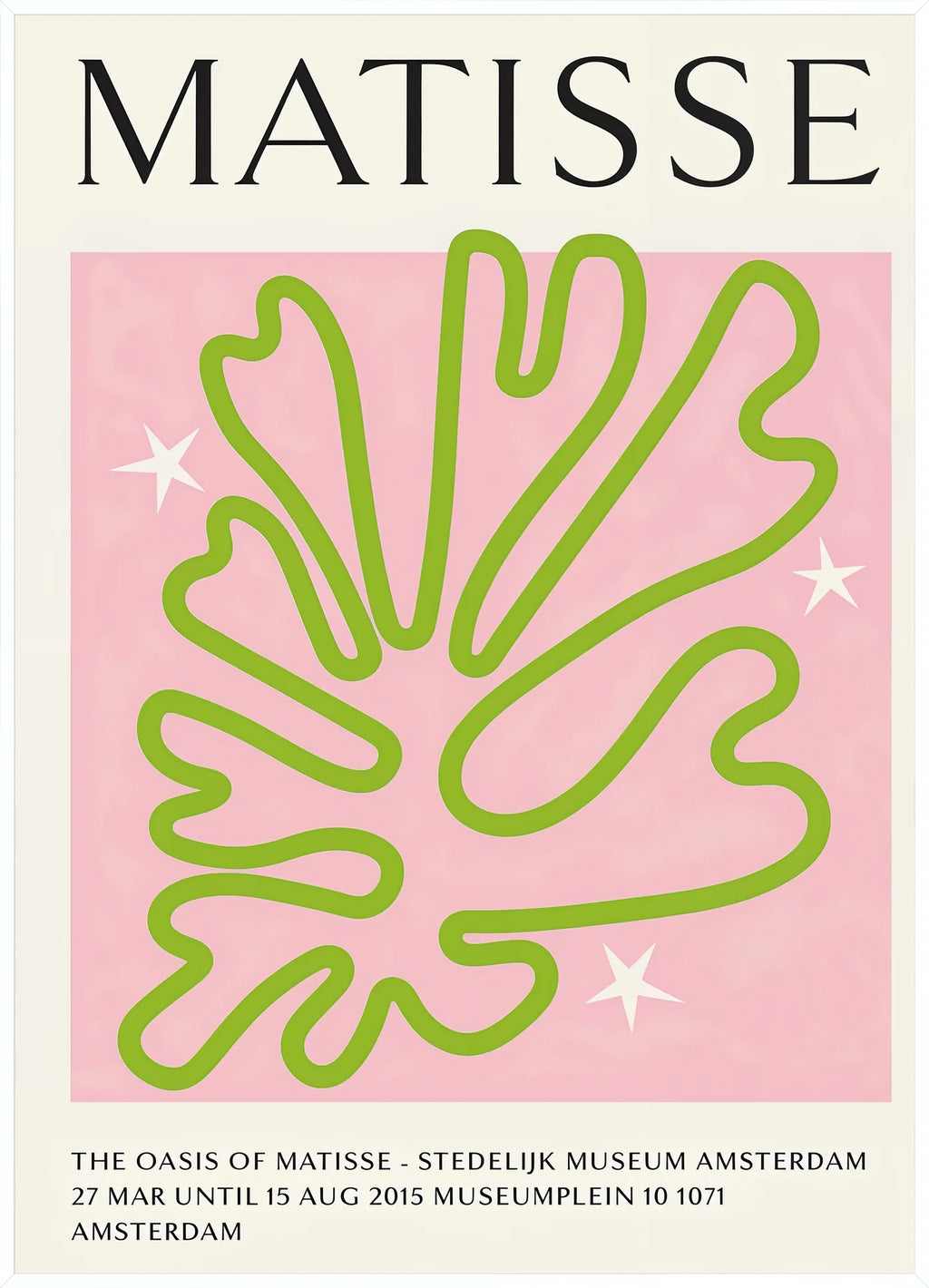 Affiche Corail Vert Oasis Papiers Decoupes — Henri Matisse — encadrement blanc