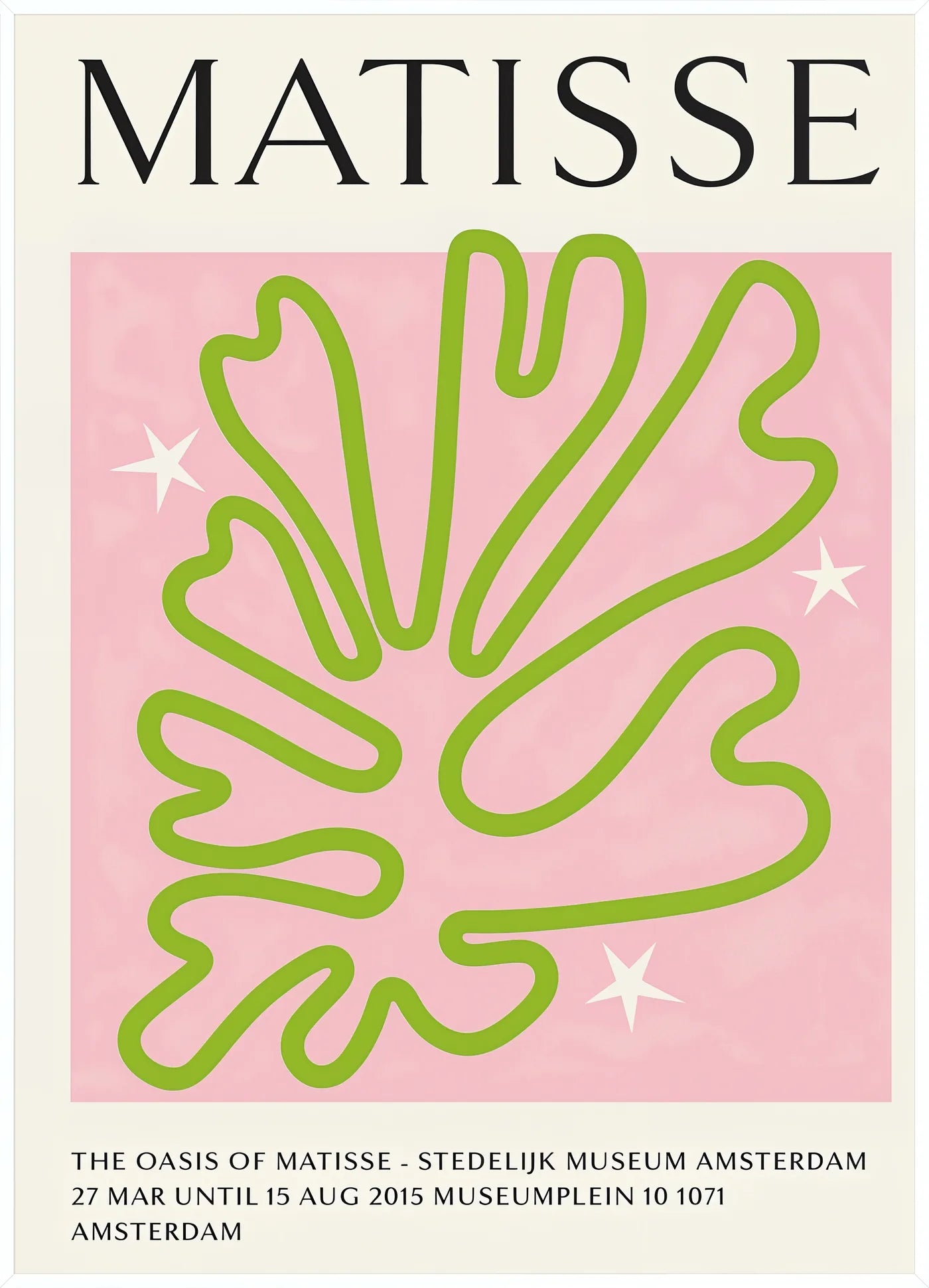 Affiche Corail Vert Oasis Papiers Decoupes — Henri Matisse — encadrement blanc