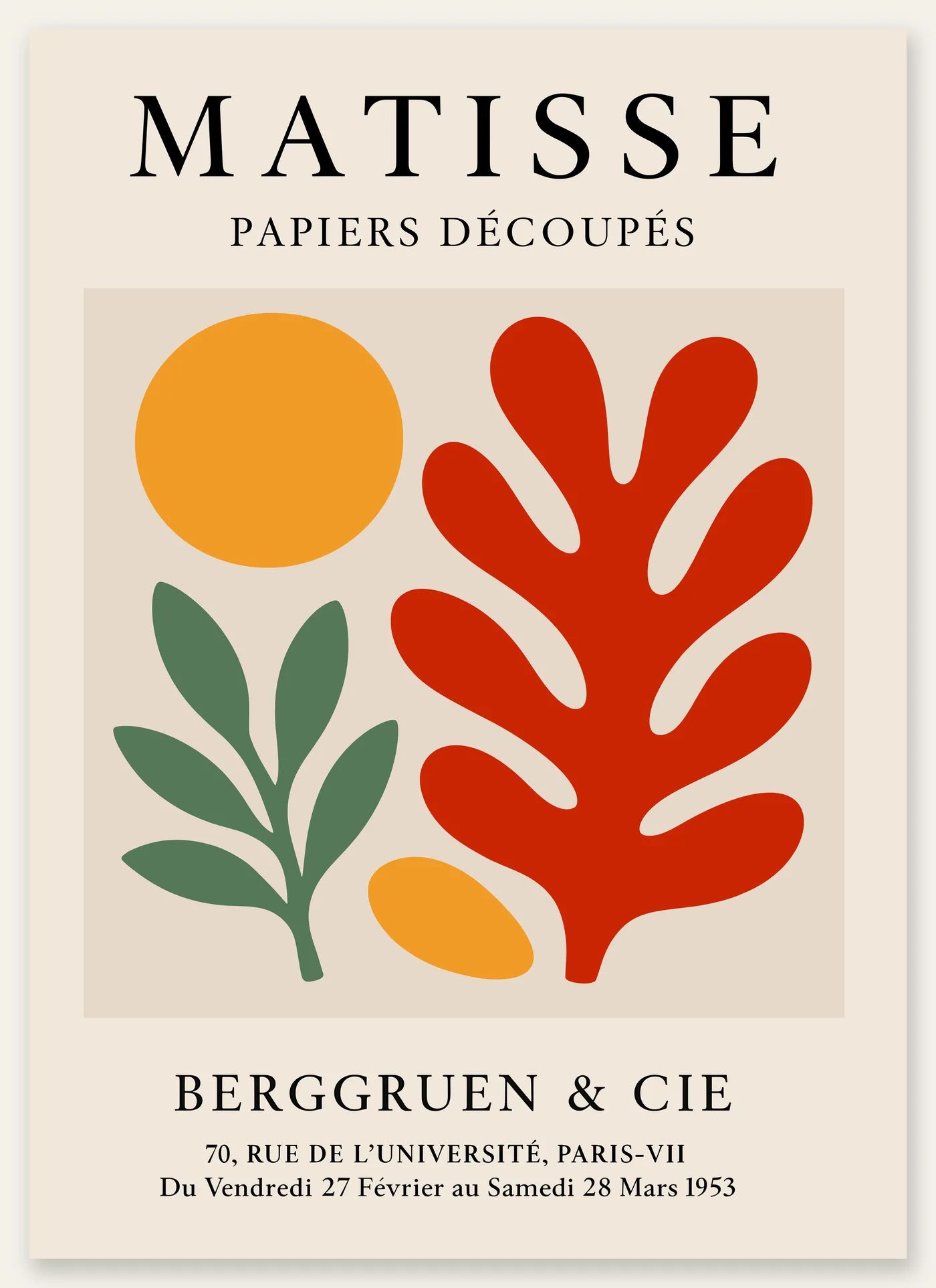 Affiche Disque Branche et Corail Rouge Papiers Decoupes — Henri Matisse — vue catalogue