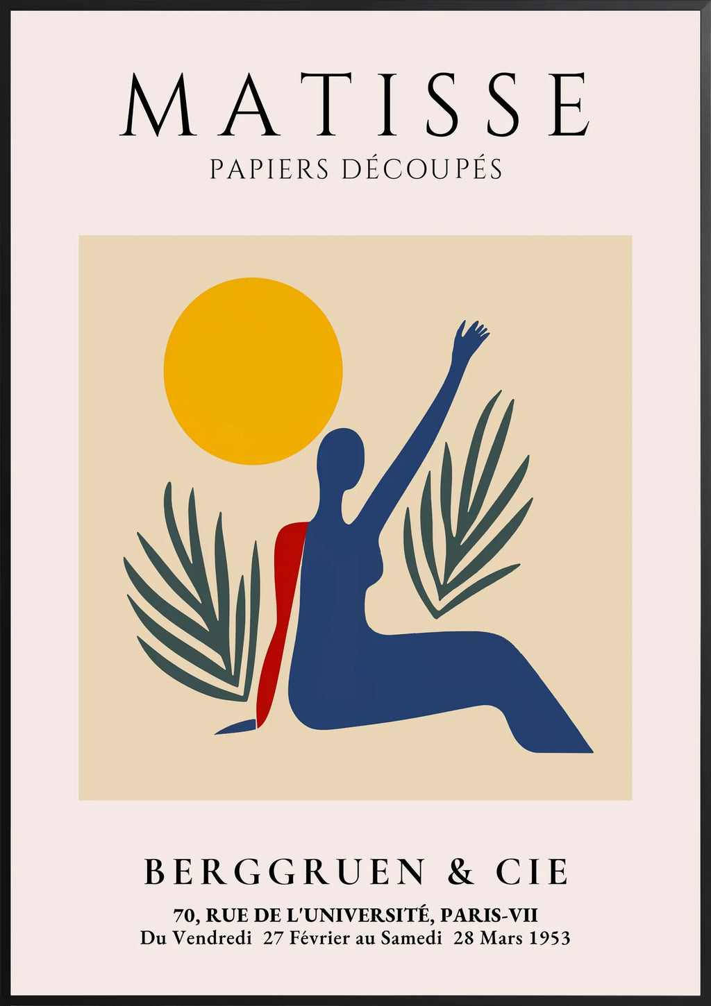 Affiche Femme au Bras Leve Papiers Decoupes — Henri Matisse — encadrement noir
