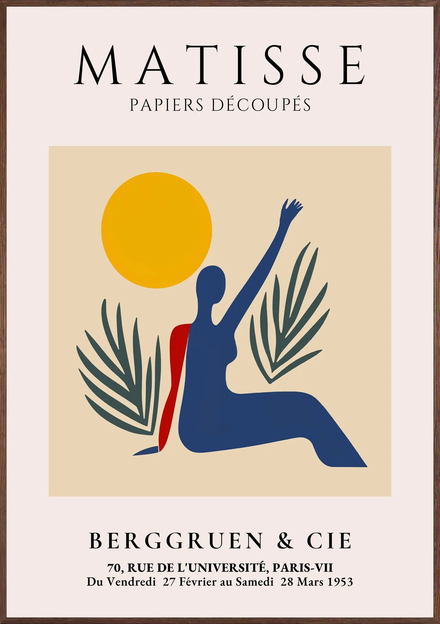 Affiche Femme au Bras Leve Papiers Decoupes — Henri Matisse — encadrement chêne