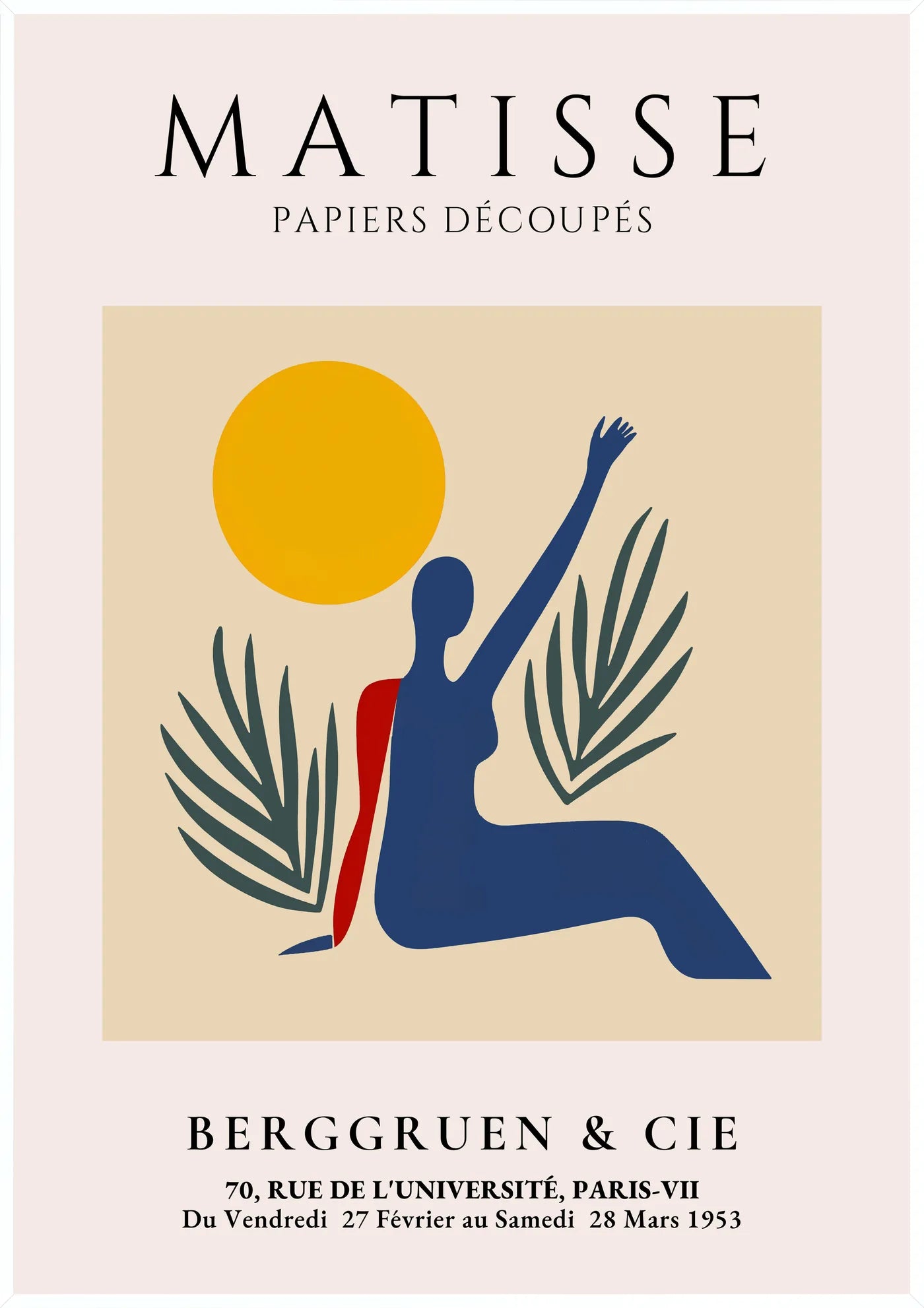 Affiche Femme au Bras Leve Papiers Decoupes — Henri Matisse — encadrement blanc