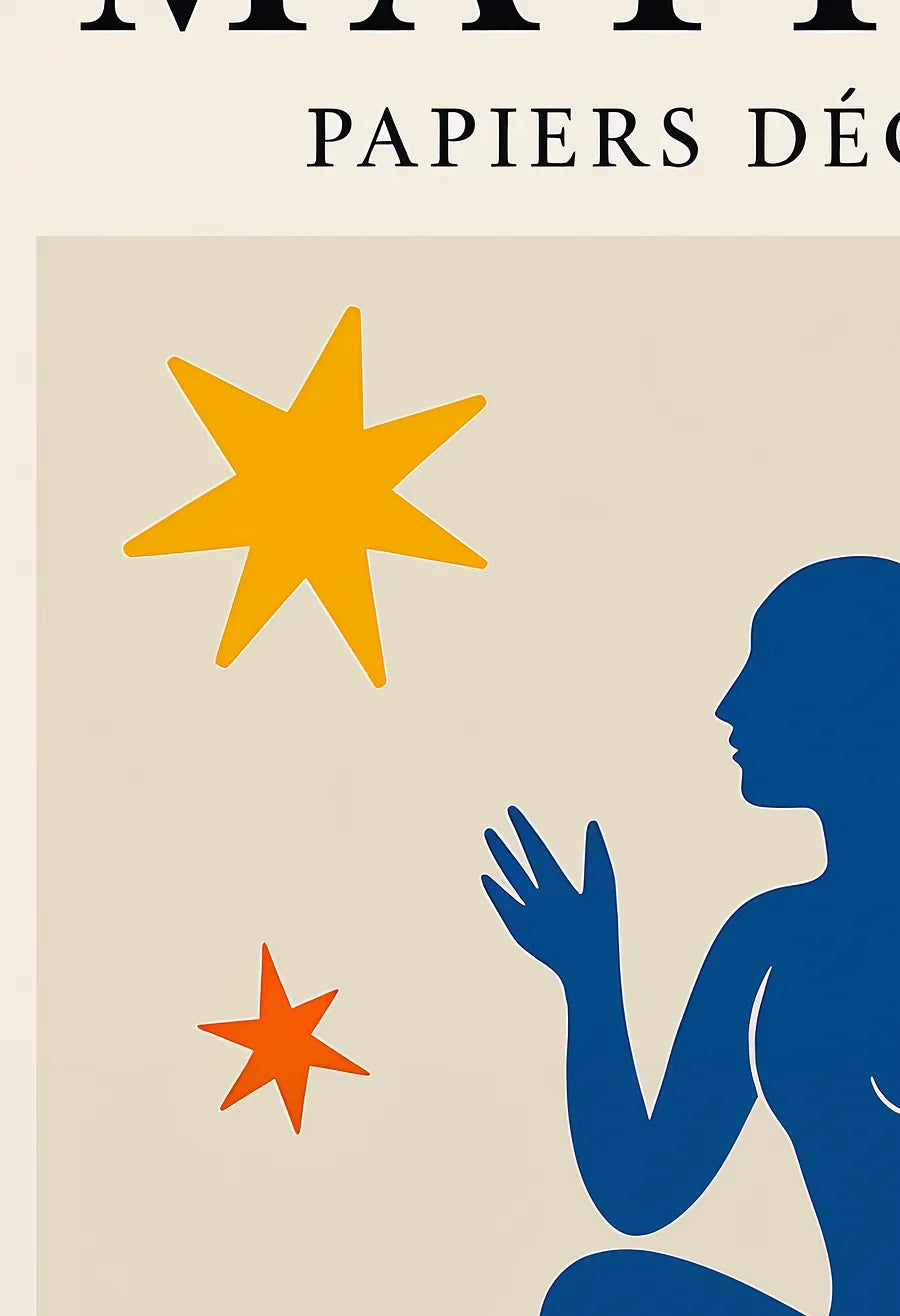 Affiche Femme Bleue et Etoiles Papiers Decoupes, Oiseau — Henri Matisse — détail de l'œuvre