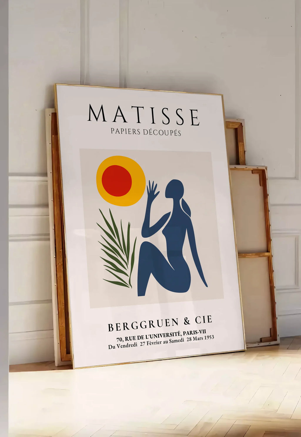Affiche Femme et Soleil Papiers Decoupes — Henri Matisse — mise en situation dans une entrée