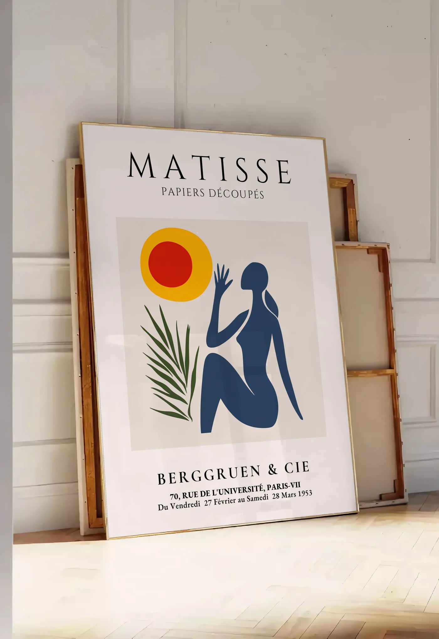 Affiche Femme et Soleil Papiers Decoupes — Henri Matisse — mise en situation dans une entrée