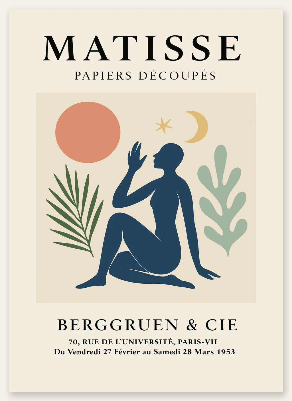 Affiche Femme Lune et Etoile Papiers Decoupes — Henri Matisse — vue catalogue