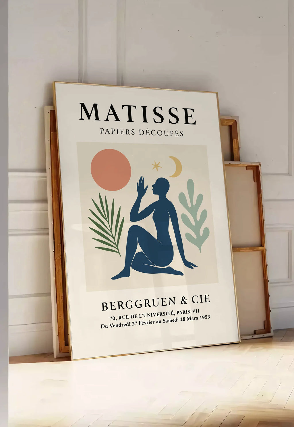 Affiche Femme Lune et Etoile Papiers Decoupes — Henri Matisse — mise en situation dans une entrée