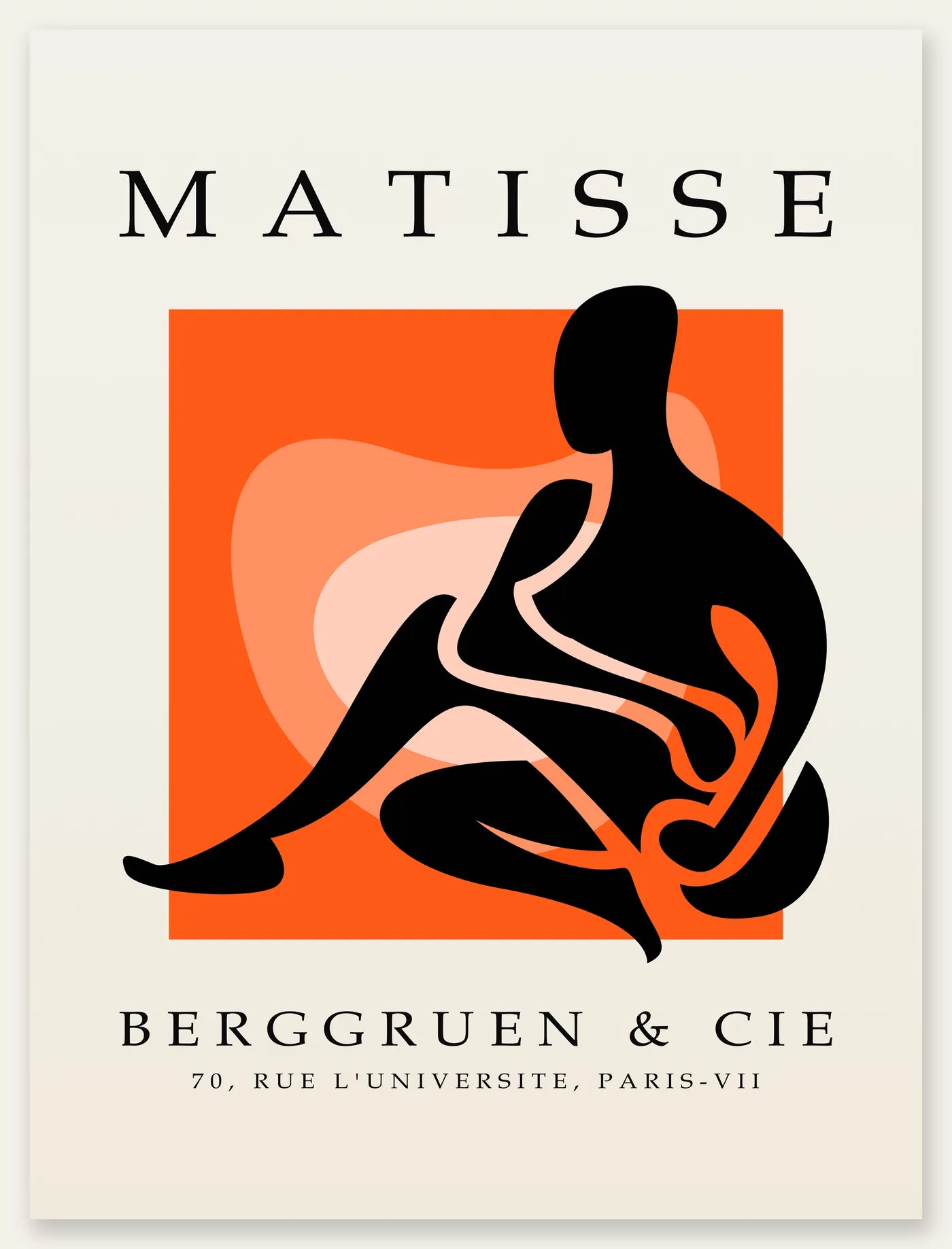 Affiche Figure Noire sur Orange Papiers Decoupes — Henri Matisse — vue catalogue