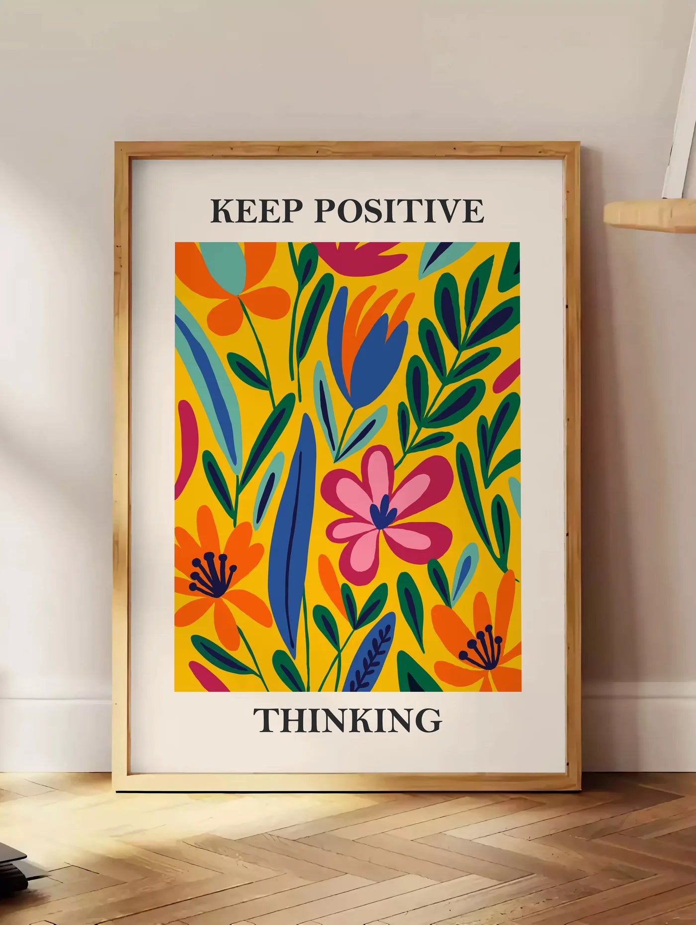 Affiche Fleurs Keep Positive Thinking Florale — Henri Matisse — mise en situation dans un intérieur lumineux
