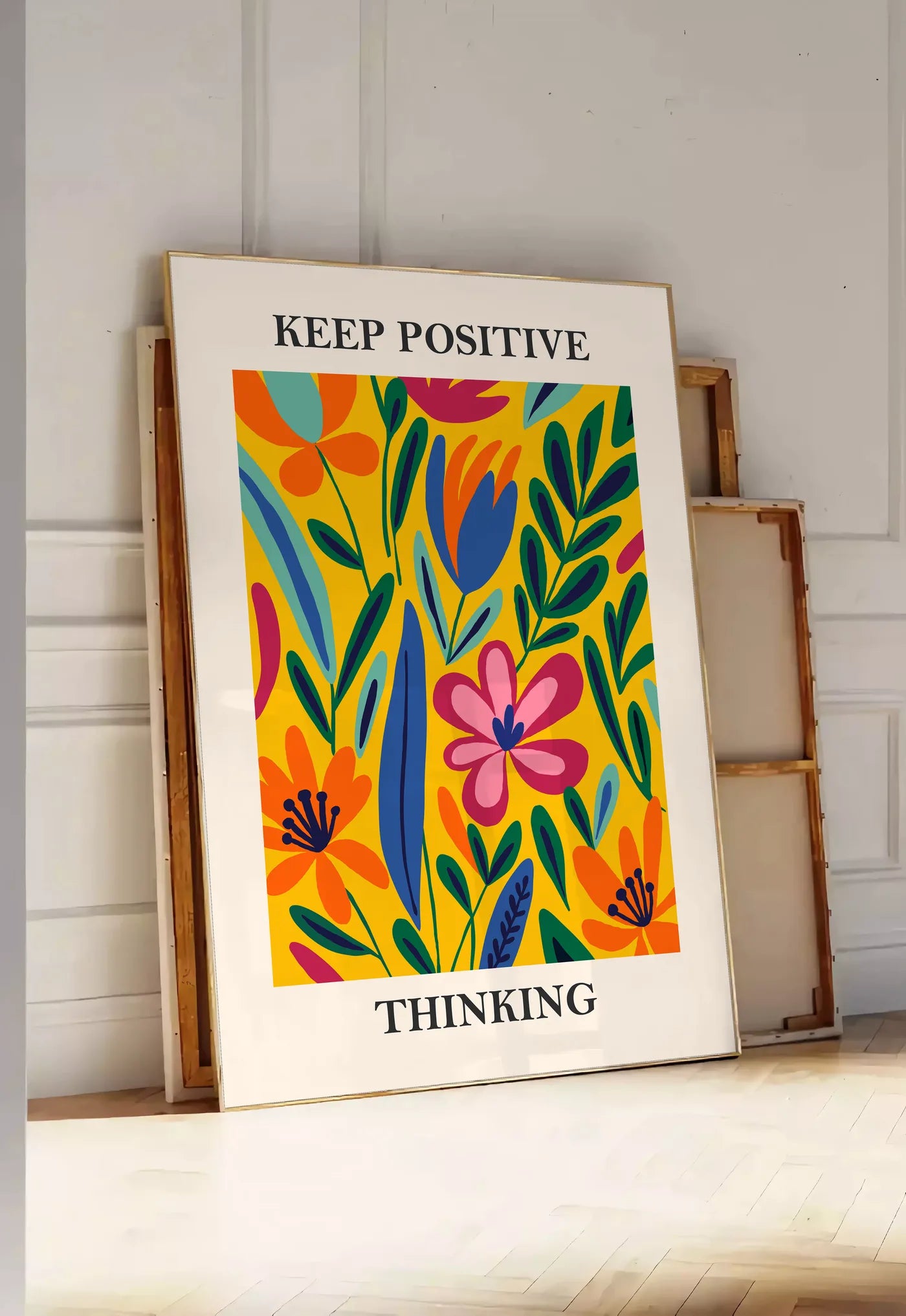 Affiche Fleurs Keep Positive Thinking Florale — Henri Matisse — mise en situation dans une entrée