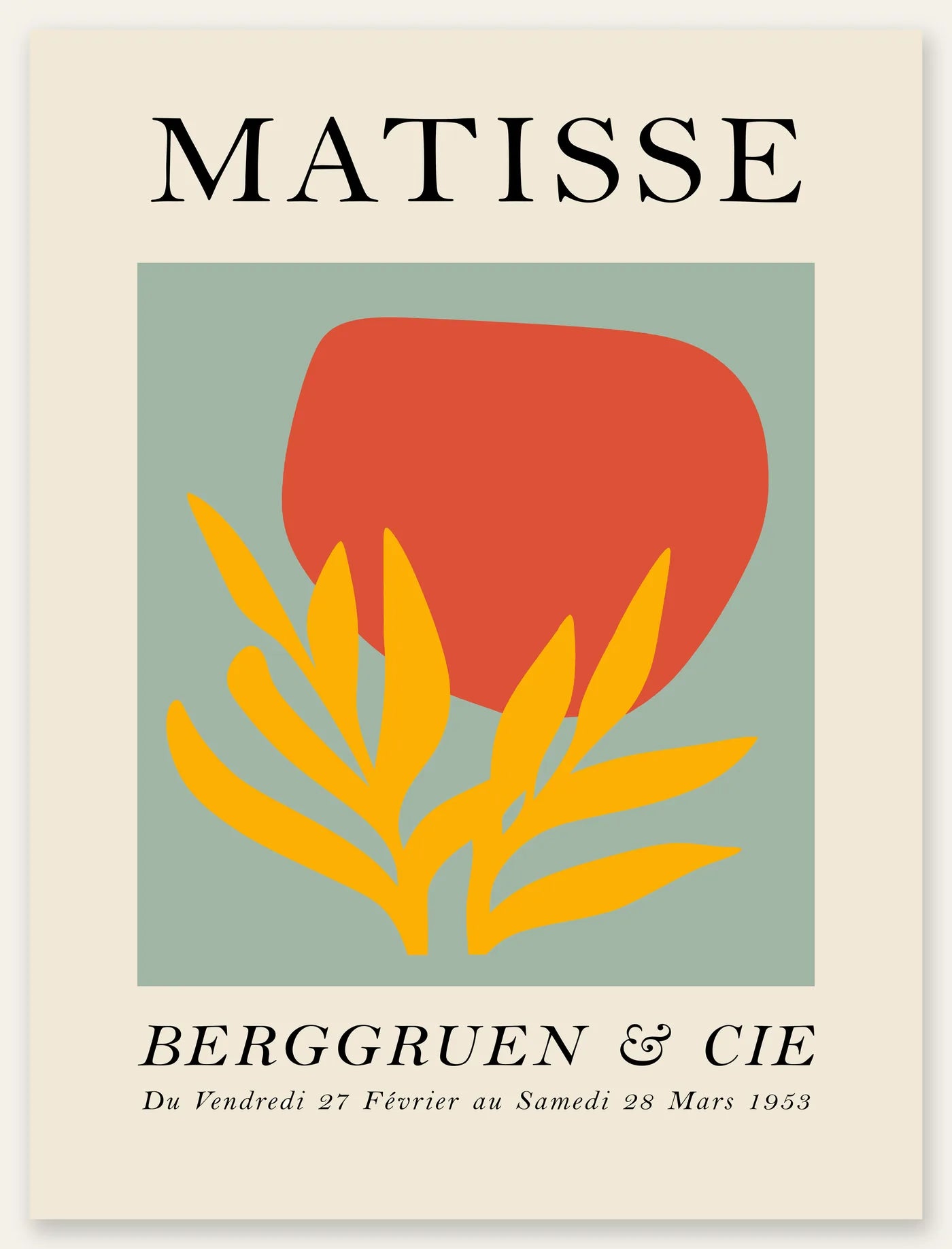 Affiche Forme Rouge et Feuille Jaune Papiers Decoupes — Henri Matisse — vue catalogue