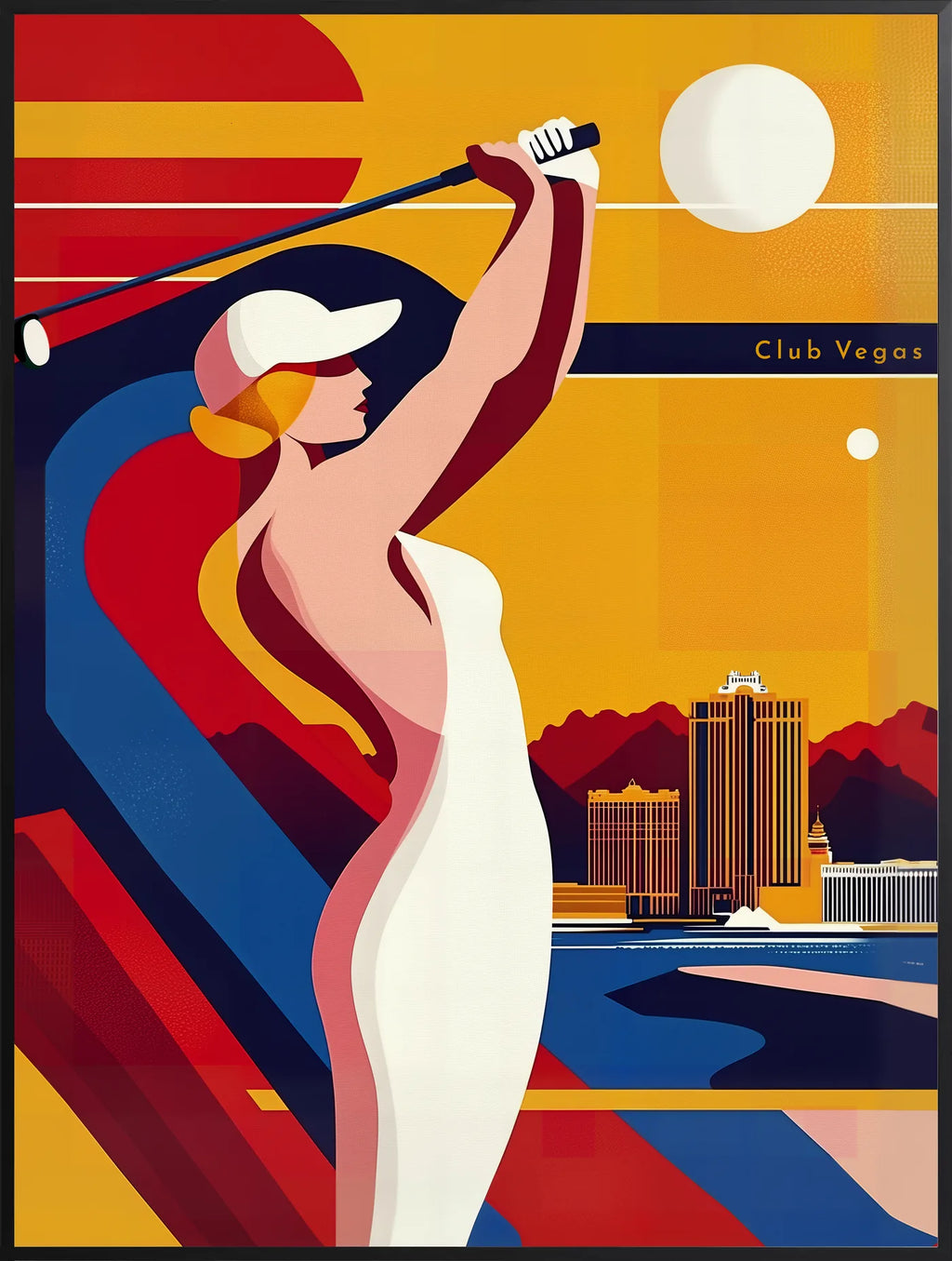 Affiche Golf Las Vegas Art Déco — Joueuse