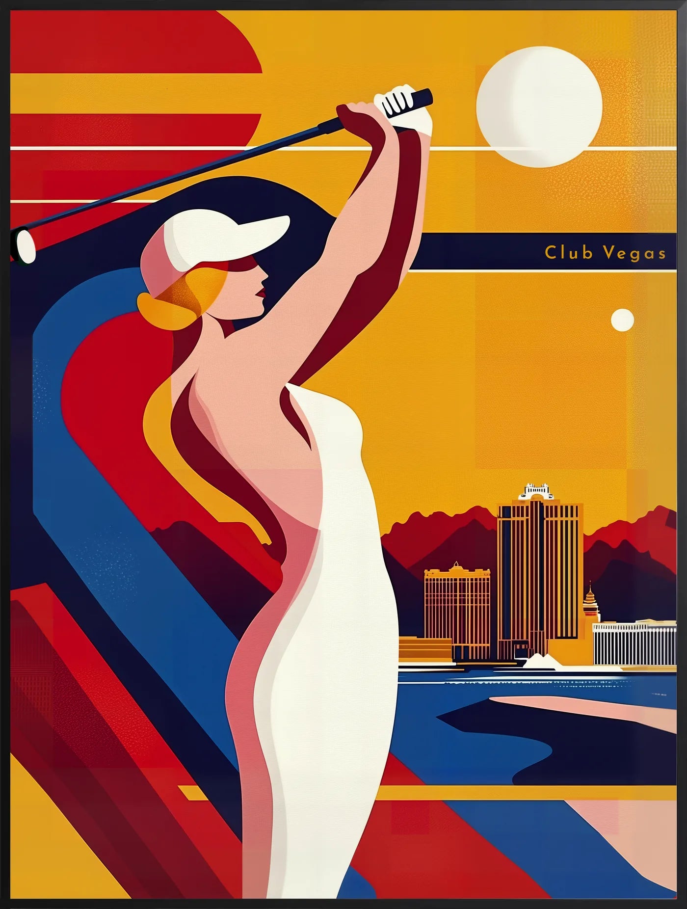 Affiche Golf Las Vegas Art Déco — Joueuse