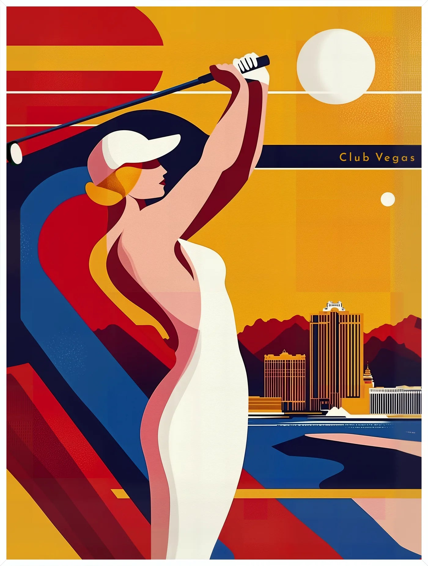 Affiche Golf Las Vegas Art Déco — Joueuse