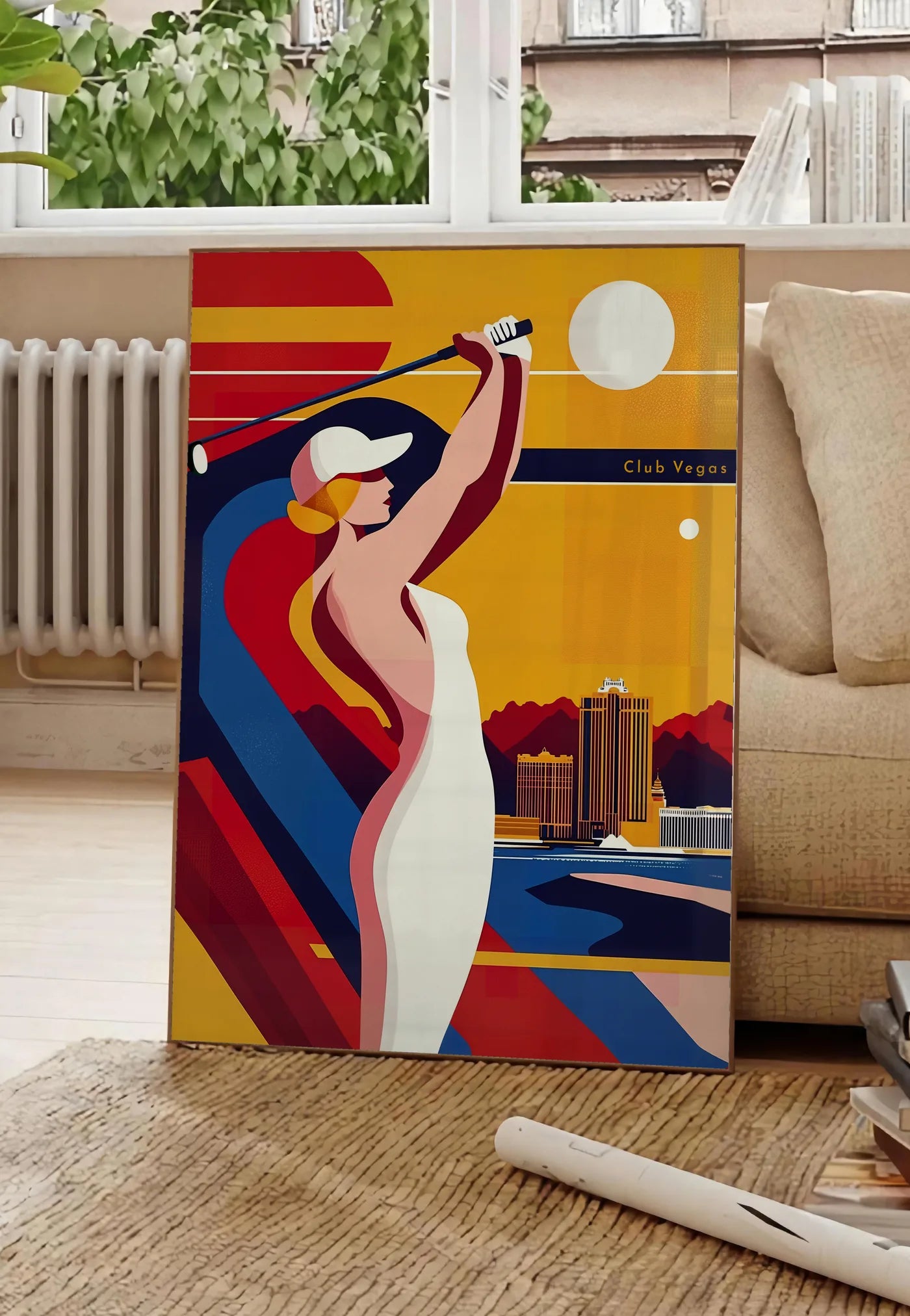 Affiche Golf Las Vegas Art Déco — Joueuse