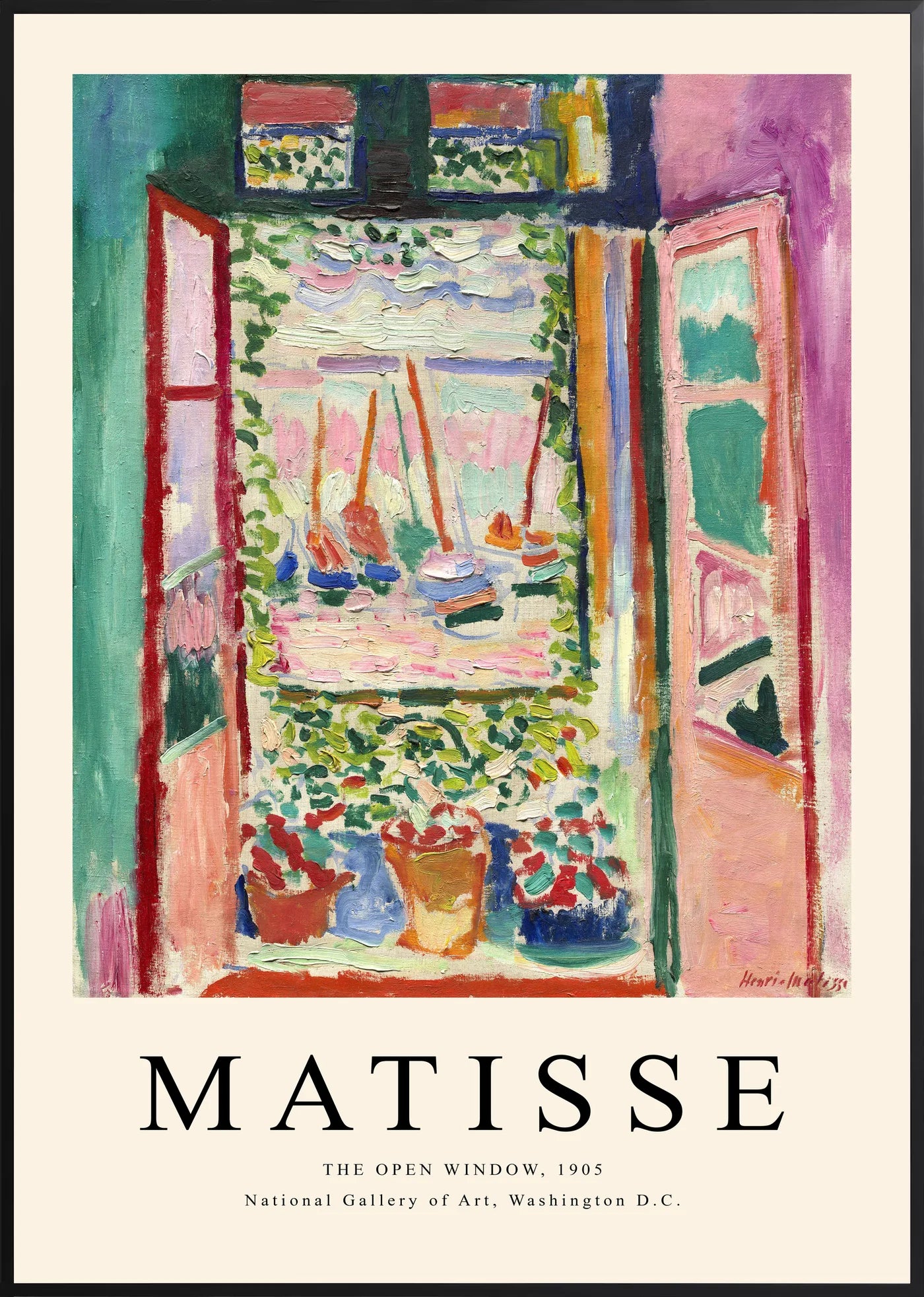Affiche La Fenetre Ouverte 1905 Fauve — Henri Matisse — encadrement noir