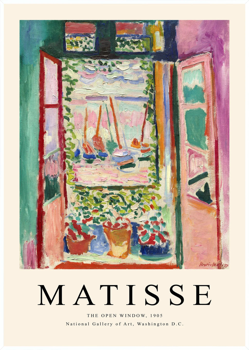 Affiche La Fenetre Ouverte 1905 Fauve — Henri Matisse — encadrement blanc