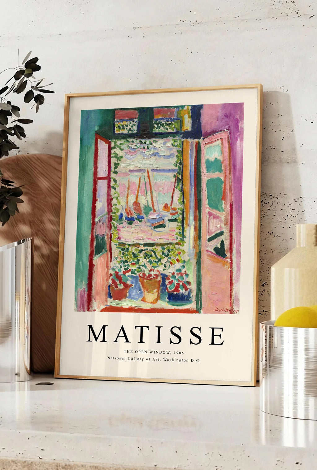 Affiche La Fenetre Ouverte 1905 Fauve — Henri Matisse — mise en situation dans une cuisine