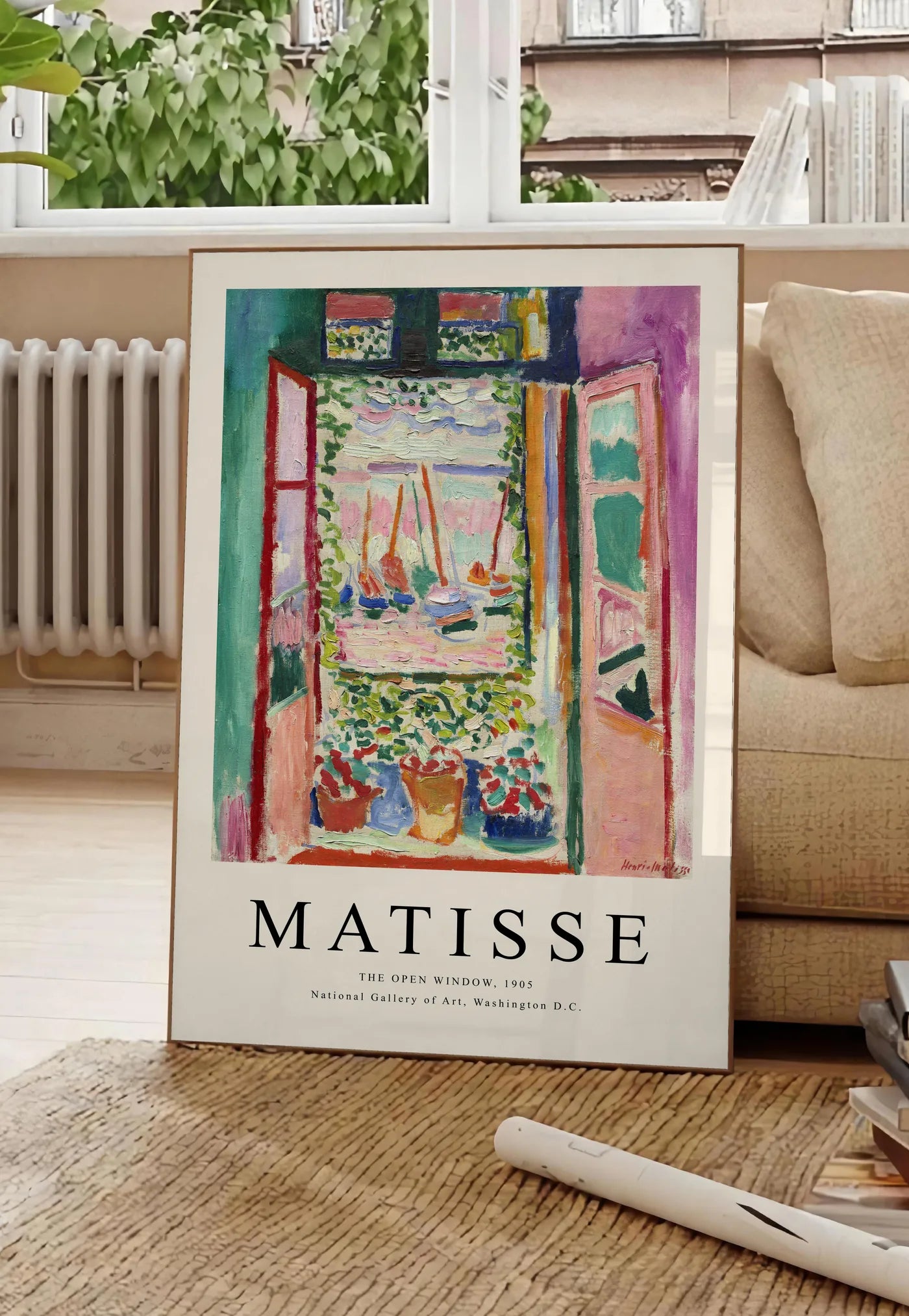 Affiche La Fenetre Ouverte 1905 Fauve — Henri Matisse — mise en situation dans un salon