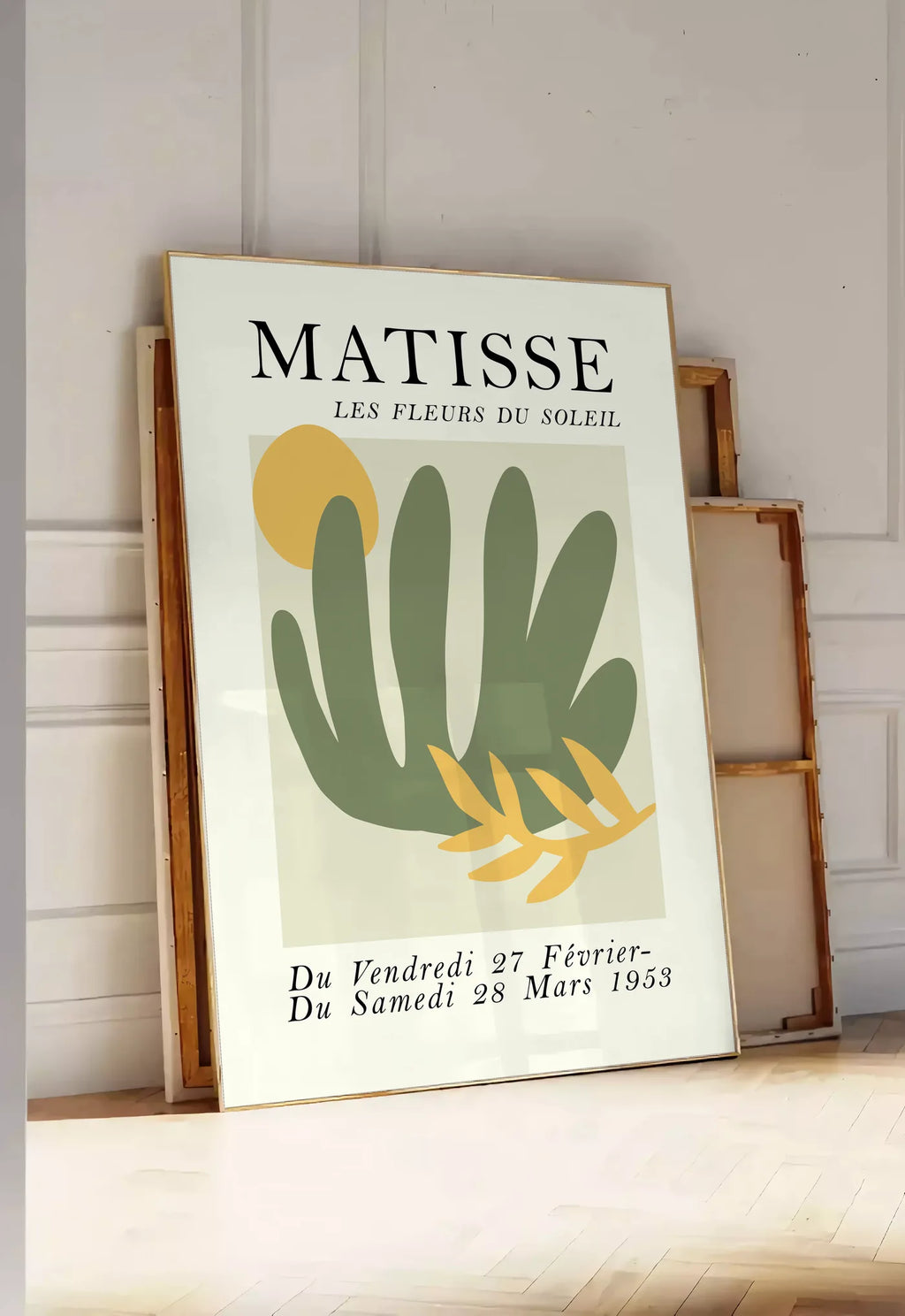 Affiche Les Fleurs du Soleil Papiers Decoupes — Henri Matisse — mise en situation dans une entrée