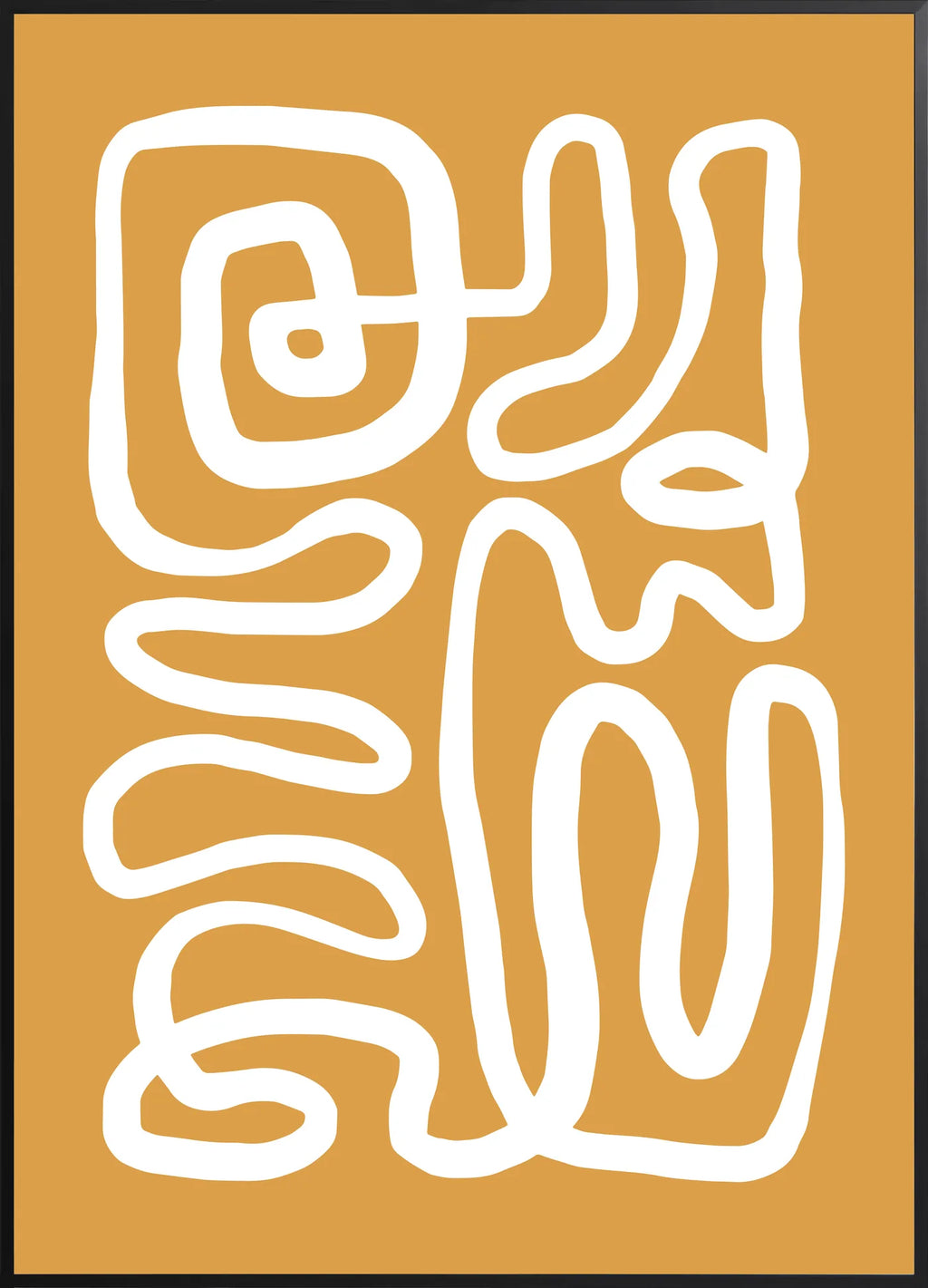 Affiche Ligne Continue Ocre Abstraite — Henri Matisse — encadrement noir