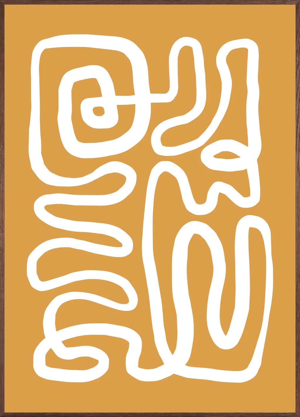 Affiche Ligne Continue Ocre Abstraite — Henri Matisse — encadrement chêne
