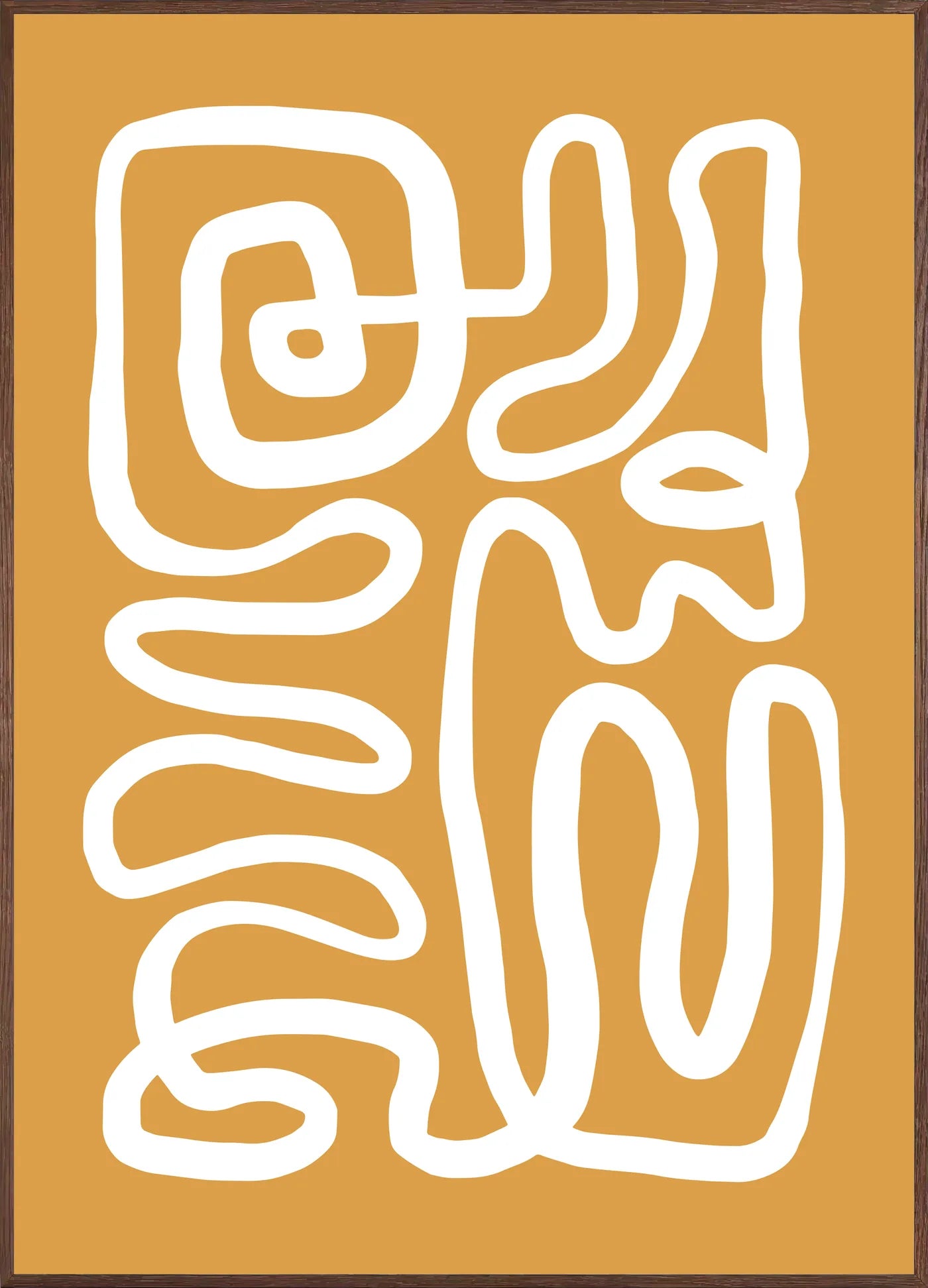 Affiche Ligne Continue Ocre Abstraite — Henri Matisse — encadrement chêne
